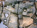 Rock-cut basins with the eroding pebble in situ. Very low water levels.