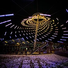 The U.S. Pavilion on New Year's Eve 2019 featuring the new light blades.