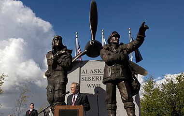 The Lend-Lease Memorial in Fairbanks, Alaska, commemorates the shipment of U.S. aircraft to the Soviet Union along the Northwest Staging Route