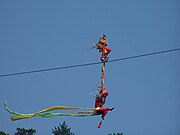 Acrobats performing a high wire act