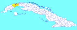 Mariel municipality (red) within Artemisa Province (yellow) and Cuba