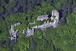 Ruins of castle Revište in municipal district Revištské Podzámčie