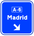 S-354 Sign on the road, in conventional road. Immediate exit to the highway or dual carriageway