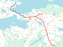 Map of phase 1 (red) and phase 2 (blue)