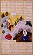 Unknown Azerbaijani painter[288] (1479) - Khosrow looks bathering Shirin (Azerbaijani miniature from Nizami Ganjavi's Khosrow and Shirin, Nizami Museum of Azerbaijani Literature)