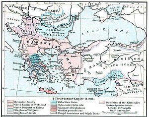 Political map of the Balkans and Asia Minor in circa 1265