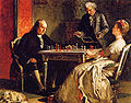 Image 33Edward Harrison May, 1867, Lady Howe mating Benjamin Franklin (from Chess in the arts)