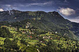 Pre-Alpine landscape: the village of Labinje near Cerkno