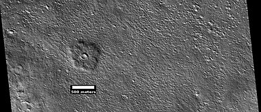 Pedestal crater, as seen by HiRISE under HiWish program. Location is Cebrenia quadrangle.