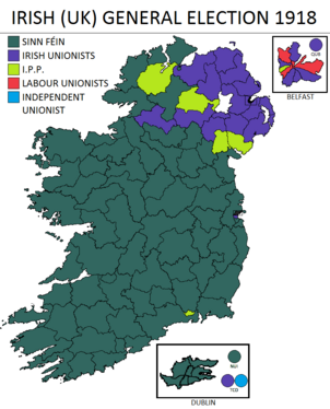 Results in Ireland. The Sinn Féin MPs did not take their seats in the House of Commons, and instead formed the Dáil Éireann (Template:Lang-en).