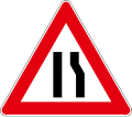 Road narrows on right side