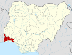 Location of Ogun State in Nigeria