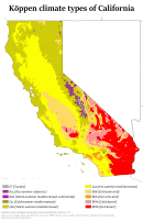 Köppen climate types in California