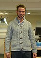 Man wearing shawl collar cardigan