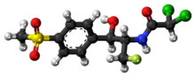 Ball-and-stick model of florfenicol