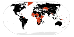 DARK RED: Confirmed cases followed by death; RED; Confirmed cases; ORANGE: Unconfirmed or suspected cases.