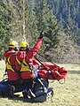 HFRS technicians prepare for takeoff in tandem with an aerial rescue platform (used to evacuate injured subjects).