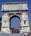 Engaged columns embedded in the walls of The Arch of Titus on the Via Sacra in Rome