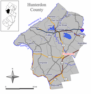 Location of Flemington within Hunterdon County