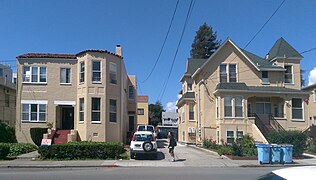 Small early 20th-century buildings with more recent additions in the rear