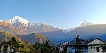 Spectacular sunrise in the Annapurna Range.