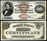 $1000 Silver Certificate, Series 1880, Fr.346d, depicting William Marcy