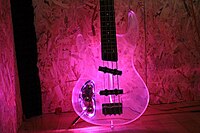 Picture of an electric bass guitar made from poly(methyl methacrylate)