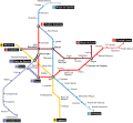 Plano del Metro de Madrid entre 1955 y 1966. En 1964 se inauguró la prolongación de la línea 2 hasta Ciudad Lineal.