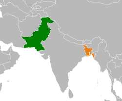 Map indicating locations of Pakistan and Bangladesh