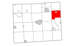 Location within Lenawee County (red) and the administered village of Britton (pink)