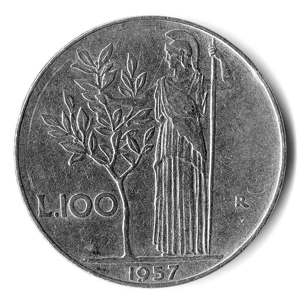 Файл:Italia 100 lire 1957obverse.jpg