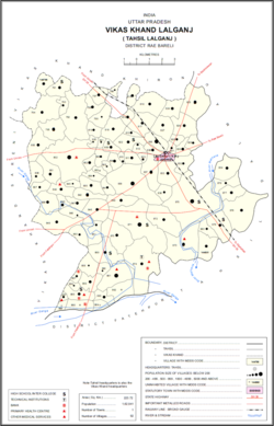 Map showing Narsinghpur (#819) in Lalganj CD block