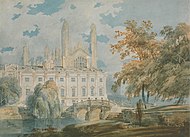 Clare Hall and the West end of King's College Chapel, Cambridge, 1793, watercolor on paper