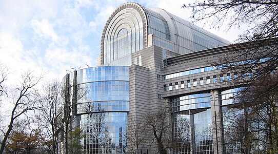 European Parliament (Paul Henri Spaak Building) in Brussels, within the Espace Leopold complex (Atelier d'architecture de Genval, 1995).