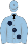 Light blue, large dark blue spots