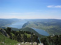 Lac de Joux, the largest lake in the range, in Swiss Jura