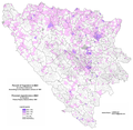 Share of Yugoslavs in Bosnia and Herzegovina by settlements 1991