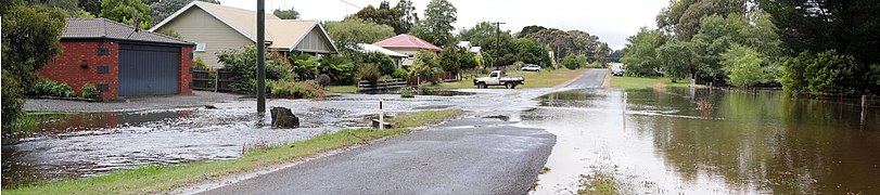 A street in Trentham during the summer 2011 flooding.