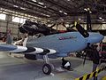 Mk PRXIX Spitfire, PM631, painted for high altitude reconnaissance in 1944. PRXIXs could fly at 370mph at 40,000 feet with pressurised cockpits. Lancaster, 'Phantom of the Ruhr' is in the background. Taken 2008