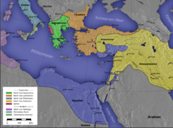 The Ptolemaic Kingdom in 300 BC (in blue)