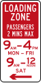 (R5-Q04) Loading Zone (Maximum of 2 Minutes for Passengers) (used in Queensland)