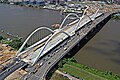 The old and new bridge next to each other in August 2021