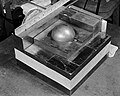 The sphere of plutonium surrounded by neutron-reflecting tungsten carbide blocks in a re-enactment of Harry Daghlian's 1945 experiment.[36]