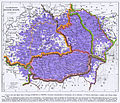 Mid 19th century French map depicting Romanians in Central and Eastern Europe