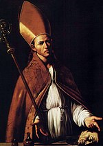 oil painting of Saint Januarius showing his own relics, by Louis Finson, 1610-1612