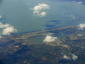 Image showing an aerial view of the twenty-five wind turbines.