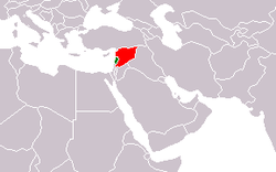 Map indicating locations of Lebanon and Syria