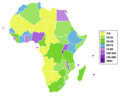 Map of African countries by population density