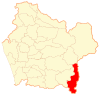 Location of Curarrehue commune in the Araucanía Region