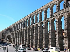 Roman aqueduct in Segovia, Spain.